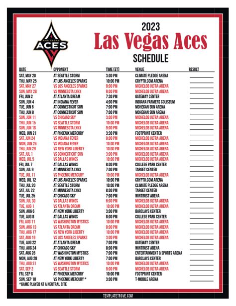 Dallas Wings vs Las Vegas Aces. Michelob ULTRA Arena at Mandalay Bay Resort & Casino, Las Vegas, NV. More Info. Tue 1 Aug 2023 - 7:00 pm.